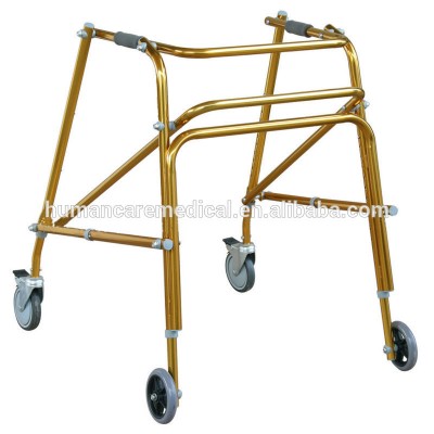 Golden elderly exercise walker with wheels